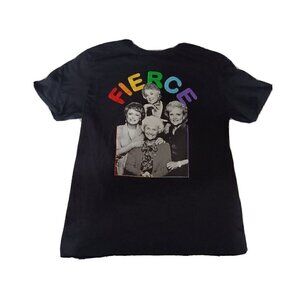 Women's Size Medium Classic Golden Girls Fierce Black TShirt Colorful Letters